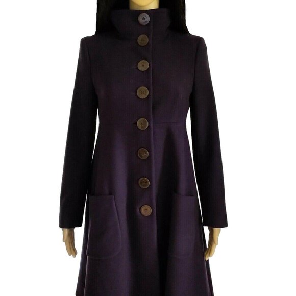 Salvatore Ferragamo Royal Plum Principessa Peacoat Swing Coat - Picture 6 of 14